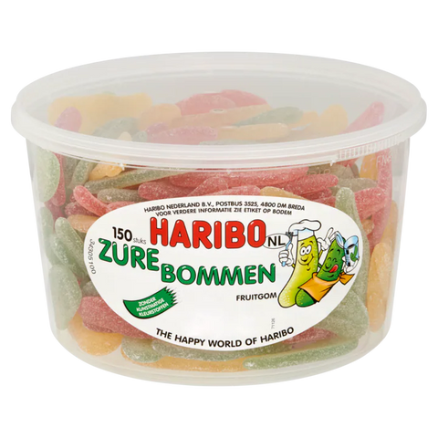 Haribo Zure Bommen (Sour Pickles) 1350g Tub