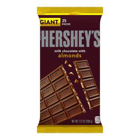 Hershey's Giant Bar Milk Chocolate with Almonds 208g - Pack of 12