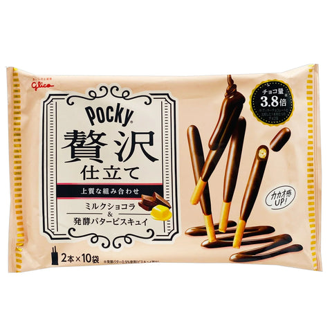 Glico Pocky Zeitaku Milk Chocolate & Butter (Japan) 120g - Pack of 14