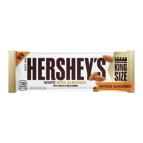 Hershey's White Creme with Almonds Bar US King Size 74g - Pack of 18