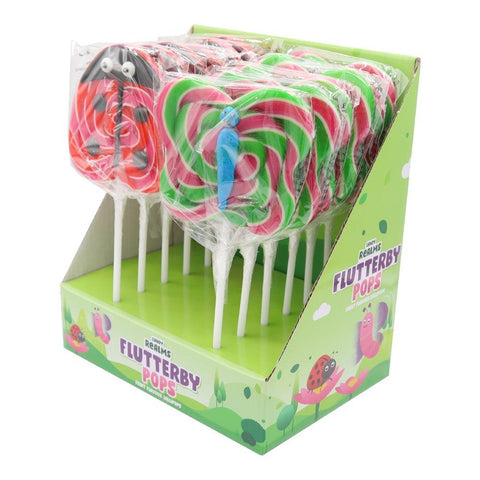 Candy Realms Flutterby Pops 80g - 12 x 80g Lollipops