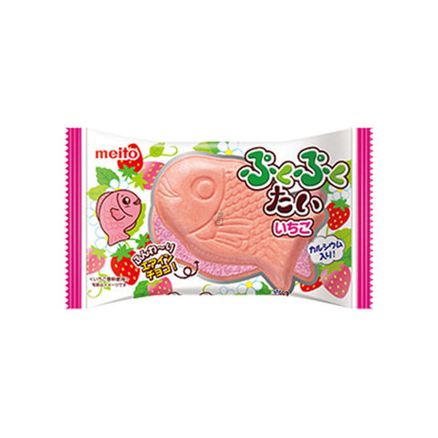 Meito Puku Puku Tai Strawberry Aerated Chocolate (Japan) 17g - Pack of 10