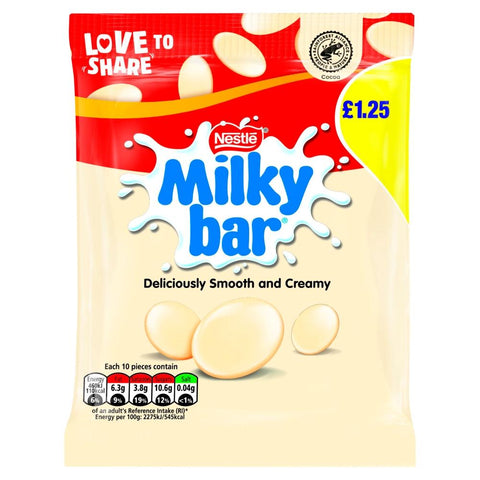 Milkybar Giant Buttons White Chocolate Sharing Bag 85g PMP £1.25 - 12 x 85g Bags