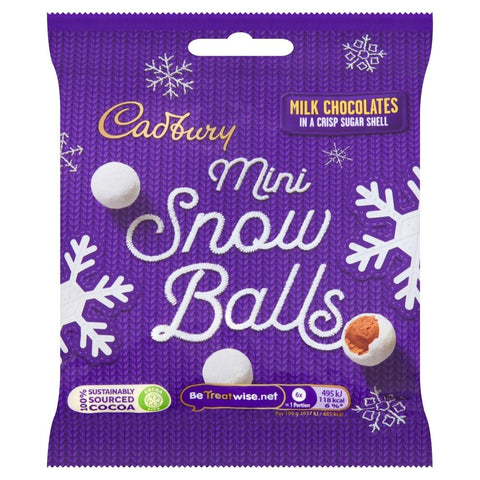 Cadbury Dairy Milk Mini Snowballs Milk Chocolate 80g - 24 x 80g Bags