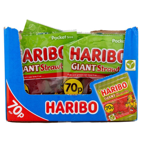 Haribo Giant Strawbs Bag 60g 70p PMP - 20 x 60g Bags