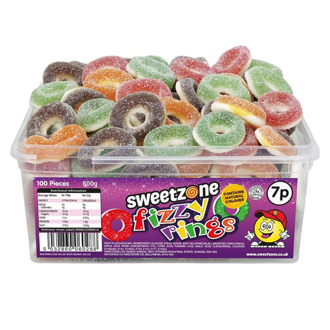 Sweetzone Fizzy Rings 7p Tub 800g