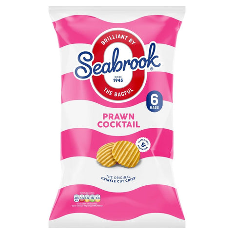 Seabrook Prawn Cocktail Flavour The Original Crinkle Cut Crisps 6 Pack 150g - 8 x (6 x 25g)