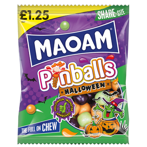 Maoam Pinballs Halloween Bag 140g £1.25 PMP - 14 x 140g Bags