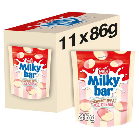 Milkybar Buttons White Chocolate Raspberry Ripple Sharing Bag 86g - 11 x 86g Pouches