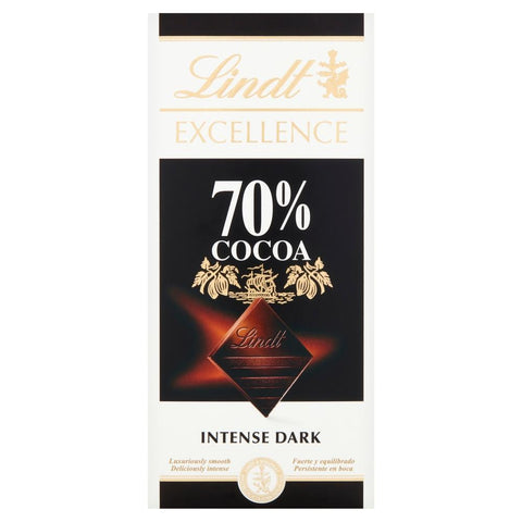 Lindt Excellence Dark 70% Cocoa Chocolate Bar 100g - 20 x 100g Bars