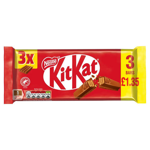 KitKat 4 Finger Milk Chocolate Bar 3 Pack Multipack 124.5g PMP £1.35 - 20 x 125g Bars