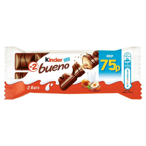 Kinder Bueno Milk and Hazelnuts Chocolate Bar 43g 75p PMP - 30 x 43g Bars