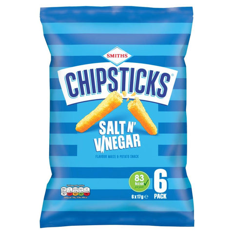 Chipsticks Salt & Vinegar Multipack Crisps 6 Pack - 18 x (6 x 17g) Multipacks