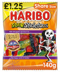 Haribo Sour Skeletons Bag 140g £1.25 PMP - 12 x 140g Bags