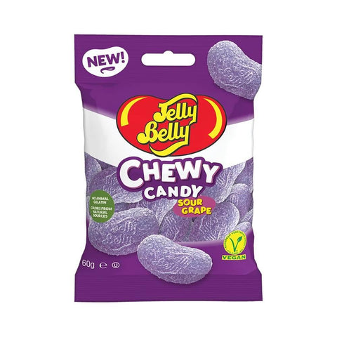 Jelly Belly Sour Grape Chewy Candy 60g - 12 x 60g Bags