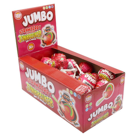 Zed Candy Zed Strawberry Jumbo Jawbreaker Pop 33g 30p PMP - 12 x 33g Lollipops