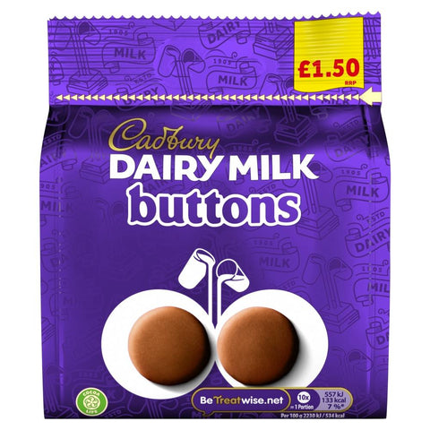 Cadbury Dairy Milk Buttons Chocolate Bag 85g £1.50 PMP - 10 x 85g Bags