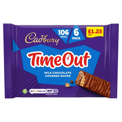 Cadbury Timeout Milk Chocolate Covered Wafer Biscuits 6 Pack 121.2g £1.25 PMP - 13 x (6 x 20.2g)