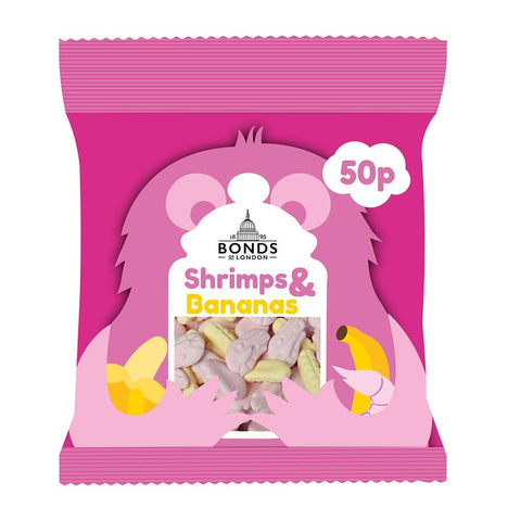 Bonds Shrimps & Bananas Treat Bags 50g 50p PMP - 20 x 50g Bags