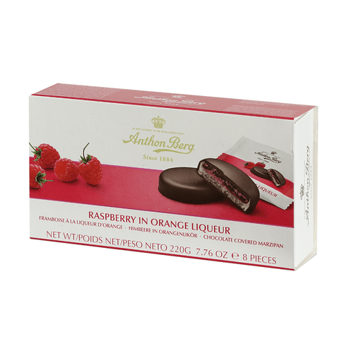 Anthon Berg Raspberry In Orange Liqueur Chocolate Covered Marzipan 220g - 12 x 220g Boxes