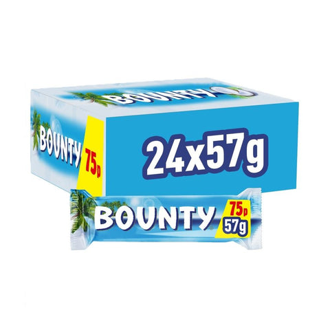 Bounty Coconut & Milk Chocolate Snack Bar £0.75 PMP Duo 57g - 24 x 57g Bars