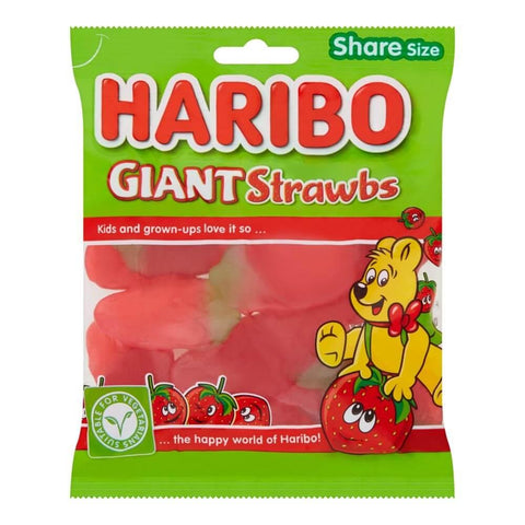 Haribo Giant Strawbs Share Bag 160g - 12 x 160g Bags