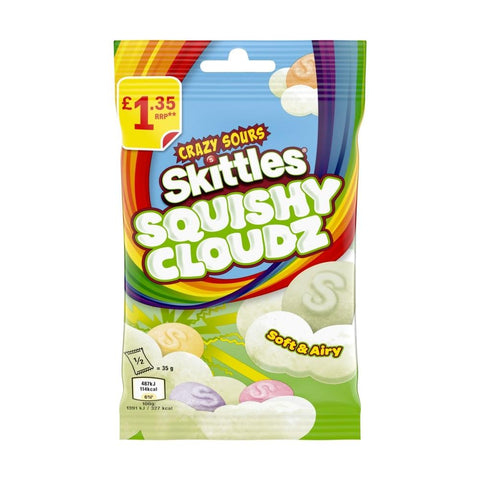 Skittles Squishy Cloudz Sour Sweets Fruit Flavoured Sweets Treat Bag £1.35 PMP 70g - 14 x 70g Bags