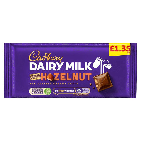 Cadbury Dairy Milk Chopped Nut Chocolate Bar 95g £1.35 PMP - 22 x 95g Bars