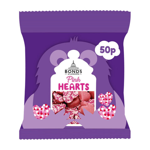 Bonds Pink Hearts Treat Bags 40g 50p PMP - 20 x 40g Bags