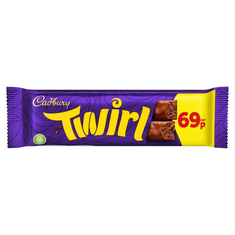 Cadbury Twirl Chocolate Bar 69p PMP 43g - 48 x 43g Bars