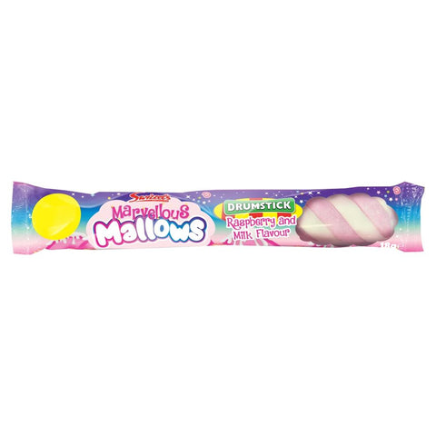 Swizzels Marvellous Mallows Raspberry and Milk Drumstick Flavour Marshmallow 18g - 39 x 18g Packs