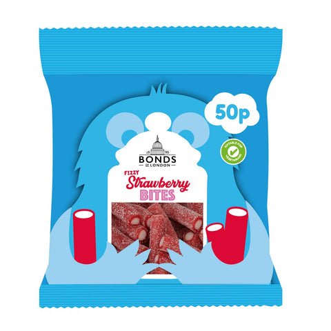 Bonds Fizzy Strawberry Bites Treat Bags 50g 50p PMP - 20 x 50g Bags