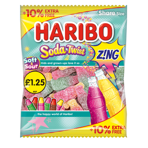 Haribo Soda Twist Bag 176g £1.25 PMP + 10% Extra Free - 12 x 176g Bags