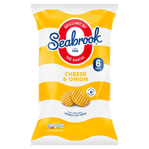 Seabrook Cheese & Onion Crinkle Cut Crisps 6 Pack - 8 x (6 x 25g)