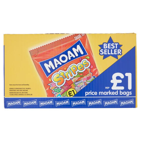 Maoam Stripes Bag 140g £1 PMP - 14 x 140g Bags