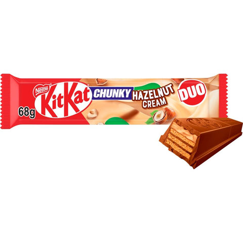 KitKat Chunky Duo Hazelnut Cream Chocolate Bar 68g - 24 x 68g Bars