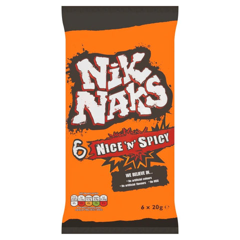 Nik Naks Nice 'N' Spicy Crisps 6 Pack - 24 x (6 x 20g Bags)