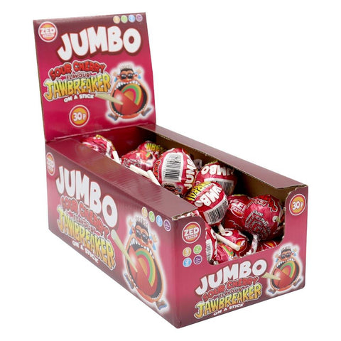 Zed Candy Zed Sour Cherry Jumbo Jawbreaker Pop 33g 30p PMP - 40 x 33g Lollipops