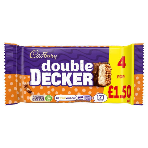 Cadbury Double Decker Chocolate Bar 4 Pack Multipack 149.2g £1.50 PMP - 8 x (4 x 142.9g)