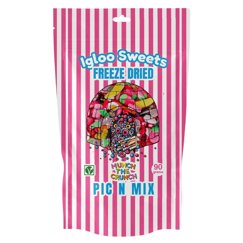 Igloo Pink Pic n Mix Freeze Dried Sweets Pouch 90g - 10 x 90g Pouches