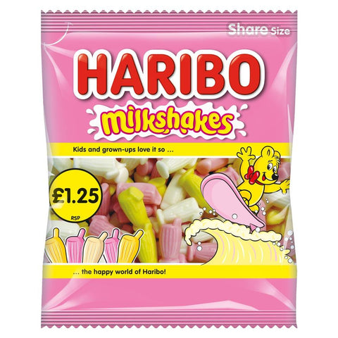 Haribo Milkshakes Share Bag 140g £1.25 PMP - 12 x 140g Bags