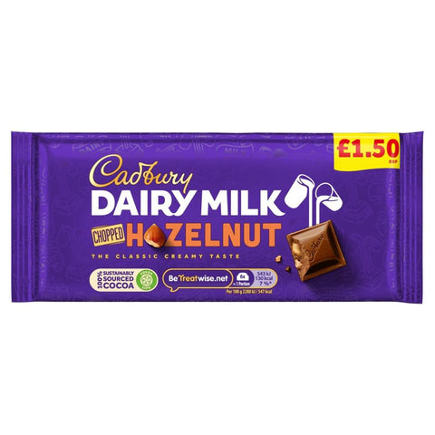 Cadbury Dairy Milk Chopped Hazelnut Chocolate Bar £1.50 PMP 95g - 22 x 95g Bars