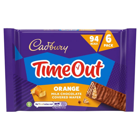 Cadbury Timeout Orange Milk Chocolate Covered Wafer 6 Pack 108g - 13 x ( 6 x 18g) Multipacks