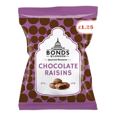 Bonds Chocolate Raisins Bags 100g £1.25 PMP - 12 x 100g Bags