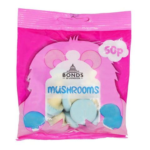 Bonds Bubblegum Mushrooms Treat Bags 50g 50p PMP - 20 x 50g Bags