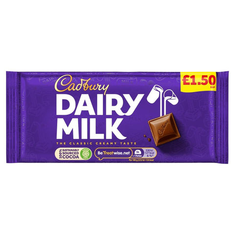 Cadbury Dairy Milk Chocolate Bar 95g £1.50 PMP - 22 x 95g Bars