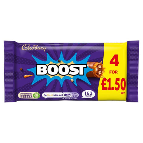 Cadbury Boost Chocolate Bar 4 Pack 126g £1.50 PMP - 12 x (4 x 31.5g)