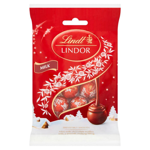 Lindt Lindor Christmas Milk Chocolate Mini Truffles Bag 80g - 16 x 80g Bags