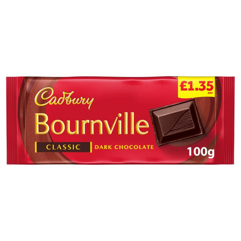 Cadbury Bournville Classic Dark Chocolate Bar 100g £1.35 PMP - 18 x 100g Bars