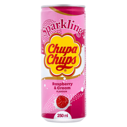 Chupa Chups Sparkling Raspberry and Cream Soda Can 250ml - 24 x 250ml Cans